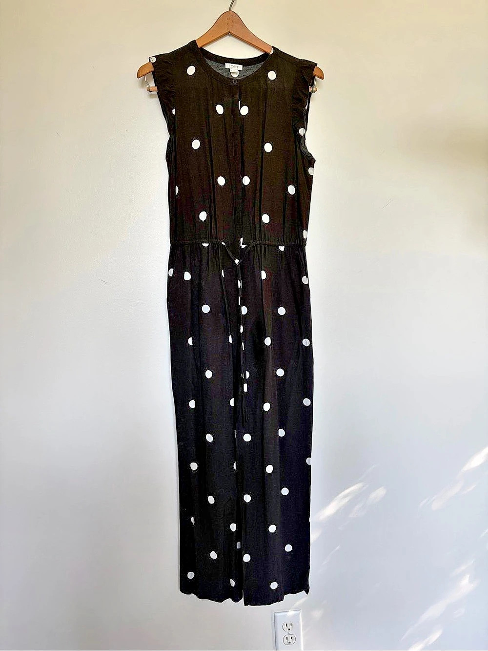 LOFT Polka Dot Wide Leg Jumpsuit Small Like New